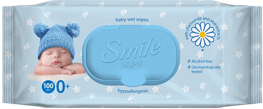 Smile Baby Chamomile & Aloe Kids Wet Wipes with Lid, 100 pcs
