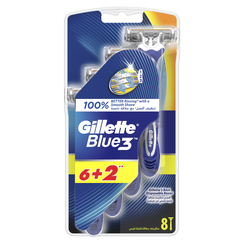 Gillette Blue 3 Razors, 6 + 2 pcs