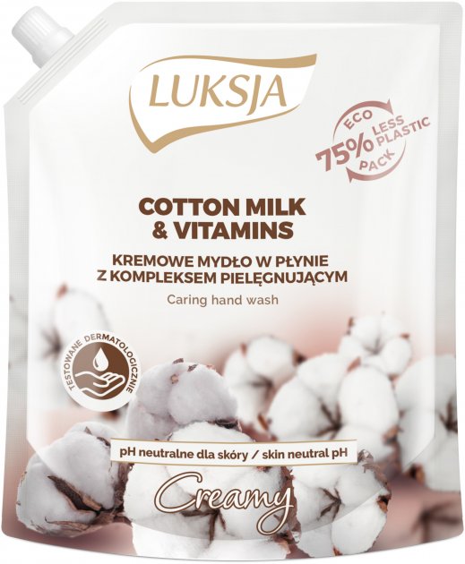 Luksja Cotton Milk & Vitamins Liquid Cream Soap Refill Pouch, 900 mL