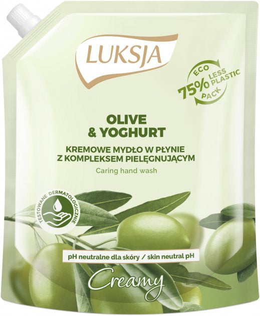 Luksja Olive & Yoghurt Liquid Cream Soap Refill Pouch, 900 mL