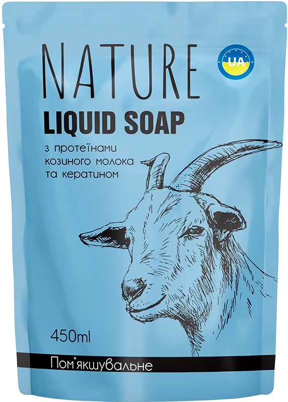 Bioton Cosmetics Nature Goat Milk Protein Liquid Soap Refill Pouch, 450 mL
