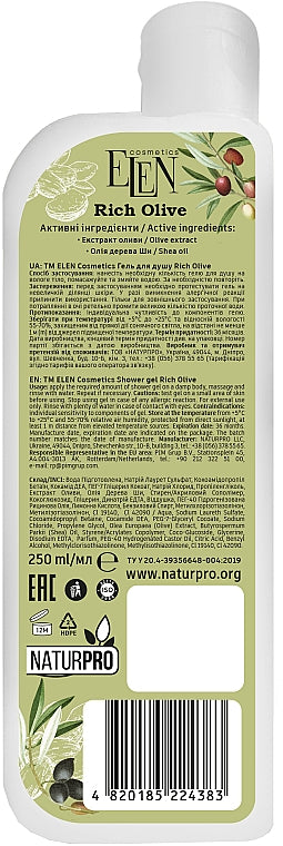 Elen Rich Olive Shower Gel, 250 mL - Image 2