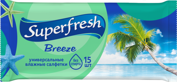 Superfresh Breeze Wet Wipes, 15 pcs