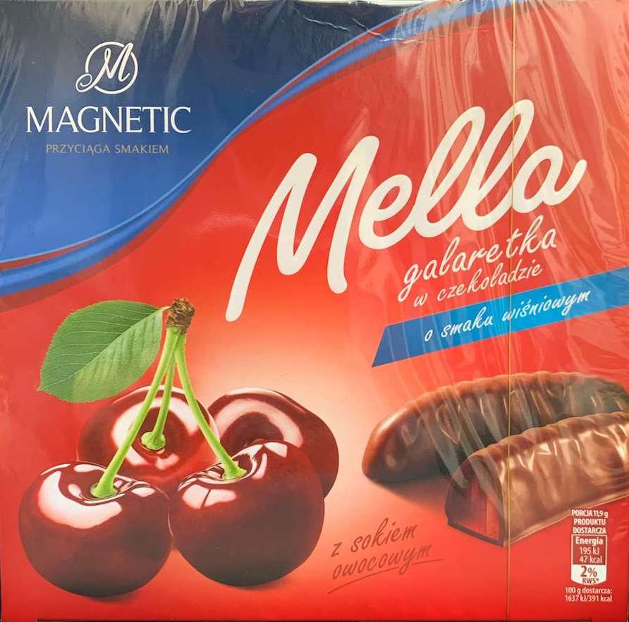 Magnetic Mella Cherry Jelly Candies in Chocolate, 190 g