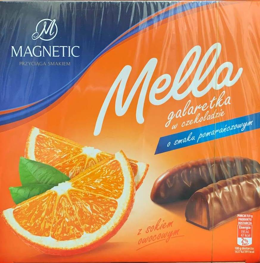 Magnetic Mella Orange Jelly Candies in Chocolate, 190 g