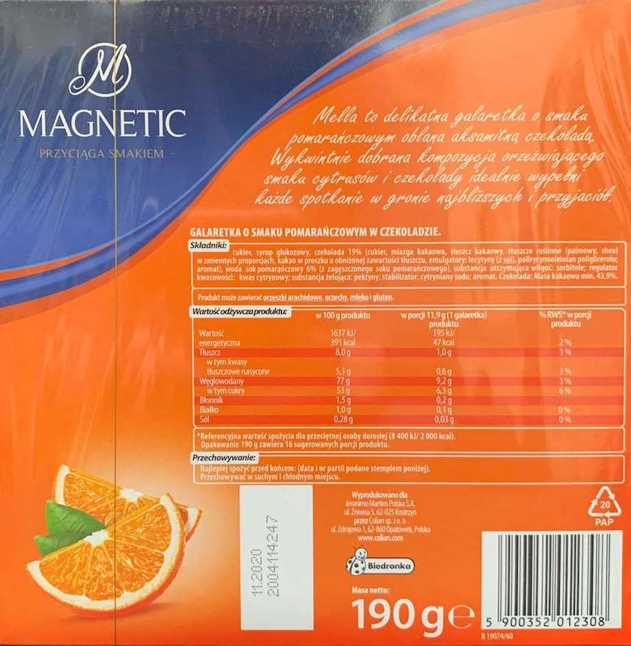 Magnetic Mella Orange Jelly Candies in Chocolate, 190 g - Image 2