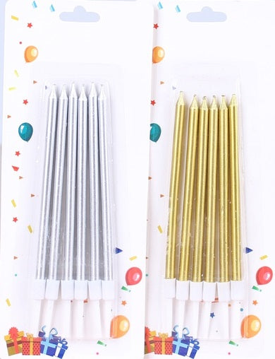 Long 10161 Assorted Neon Cake Candles, 12 cm, 6 pcs