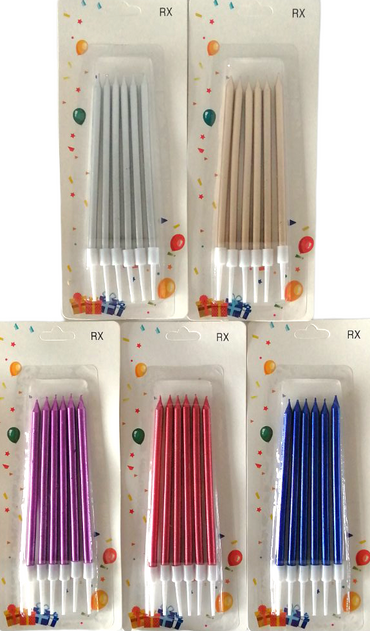 Long 10161 Assorted Neon Cake Candles, 12 cm, 6 pcs - Image 2