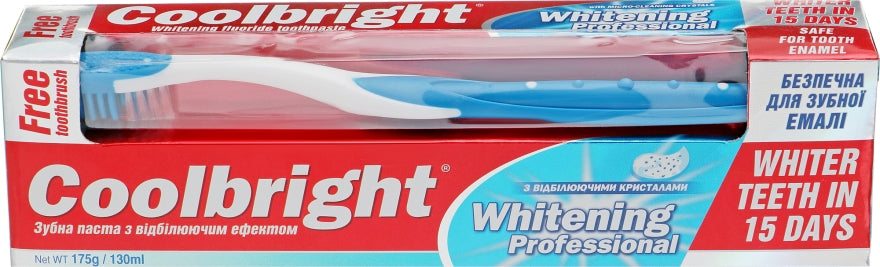 Coolbright Professional Whitening Toothpaste & Toothbrush Set, 130 mL