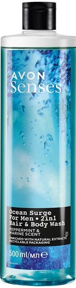 Avon Senses For Men Ocean Surge 2-in-1 Shower Gel, 500 mL