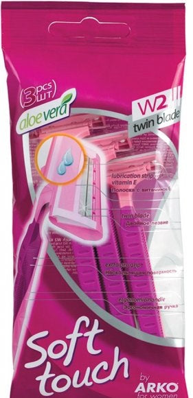 Arko Soft Touch Twin-Blade Razors, 3 pcs