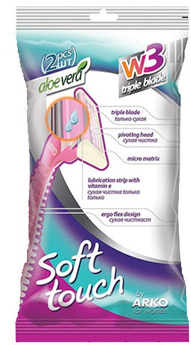 Arko Soft Touch Triple-Blade Razors, 2 pcs