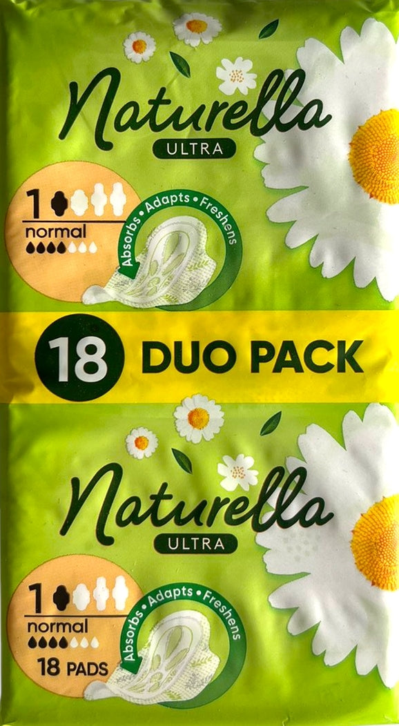 Naturella Ultra Normal Chamomile Sanitary Pads with Wings, 4 Drops, 18 pcs