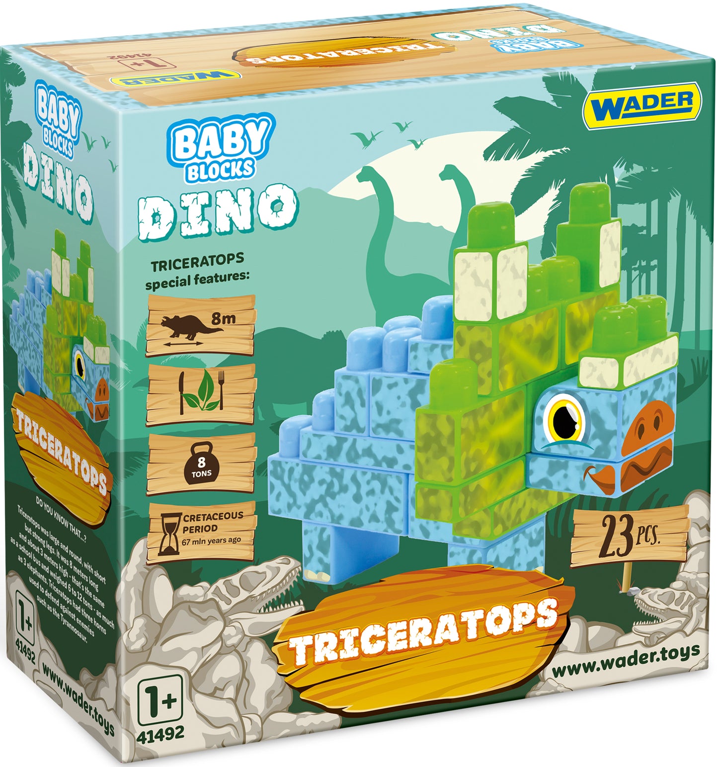 Wader Baby Blocks 41494 Dino Triceratops Building Set, 23 pcs - Image 2