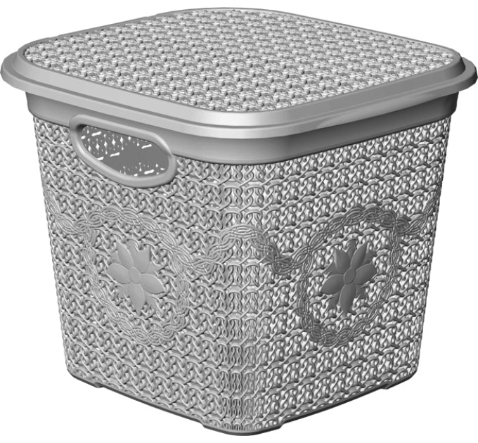 Asude Plastik ASD172 Deep Storage Basket with Lid, 12 L
