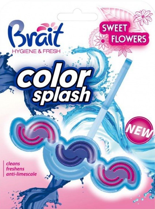Brait Color Splash Sweet Flowers Toilet Block, 45 g