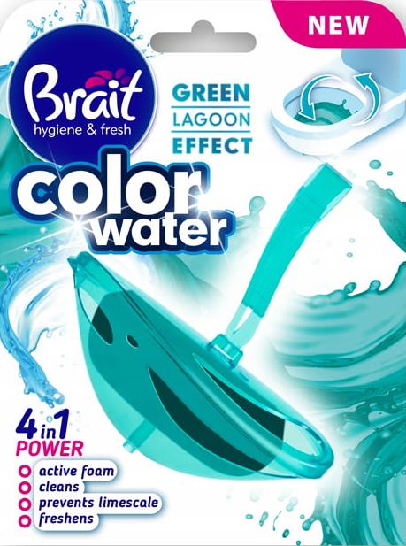 Brait Color Water Green Lagoon 4-in-1 Power Toilet Block, 40 g