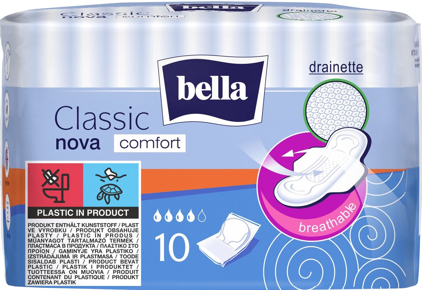 Bella Classic Nova Comfort Drainette Sanitary Pads, 10 pcs