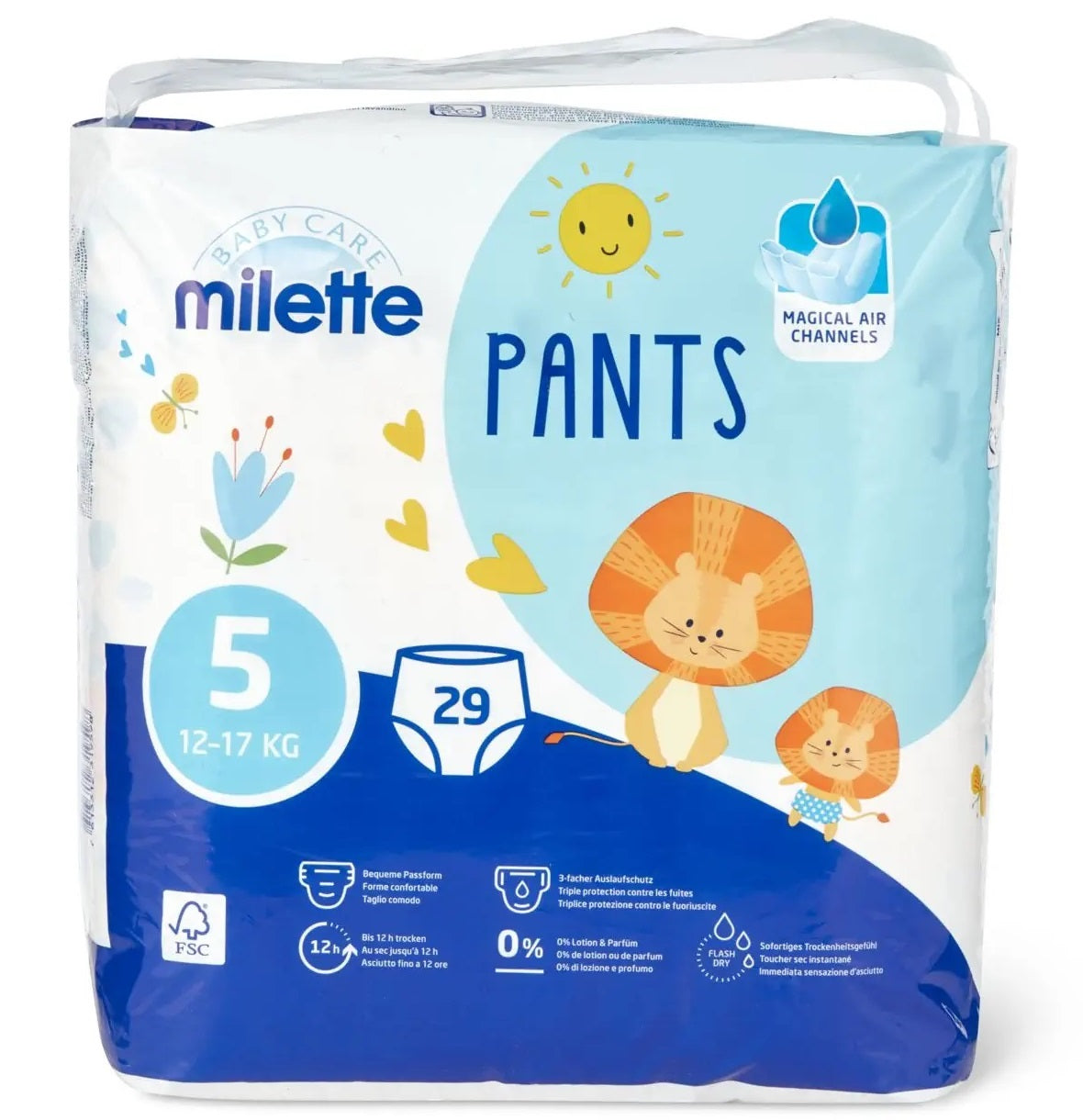Milette Size 5 Baby Pull-Up Diaper Pants, 12-17 kg, 29 pcs