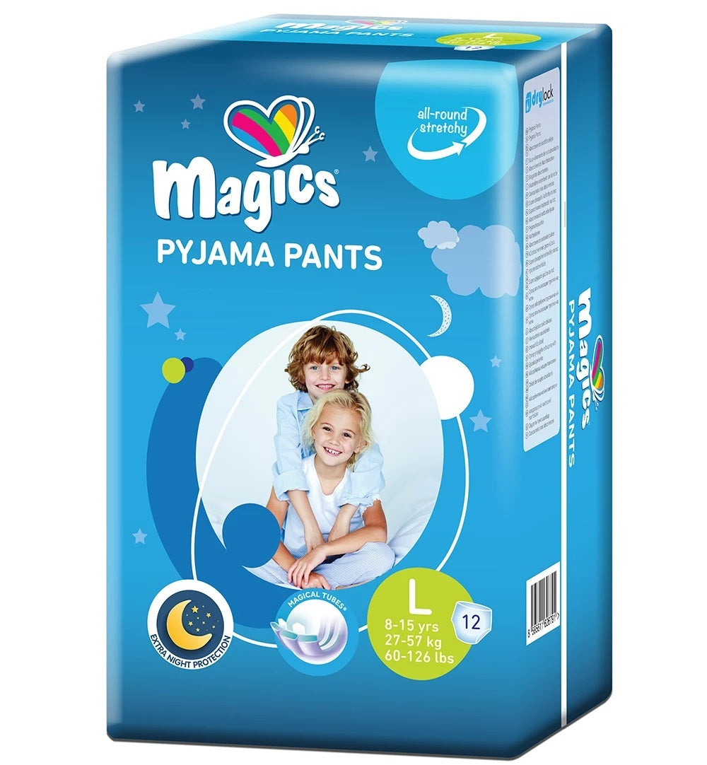 Magics Size L Baby Pull-Up Diaper Pants for Ages 8-15, 27-57 kg, 12 pcs