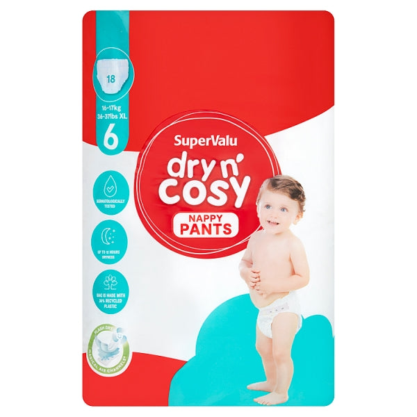 SuperValu Dry n' Cosy Size 6 Baby Pull-Up Diaper Pants, 16-17 kg, 18 pcs