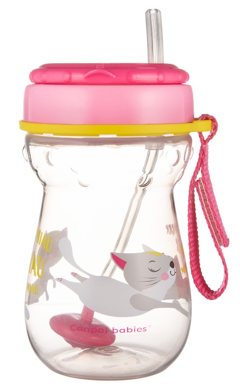 Canpol Babies 56/521 Baby Cup with Folding Weighted Silicone Straw, 350 mL