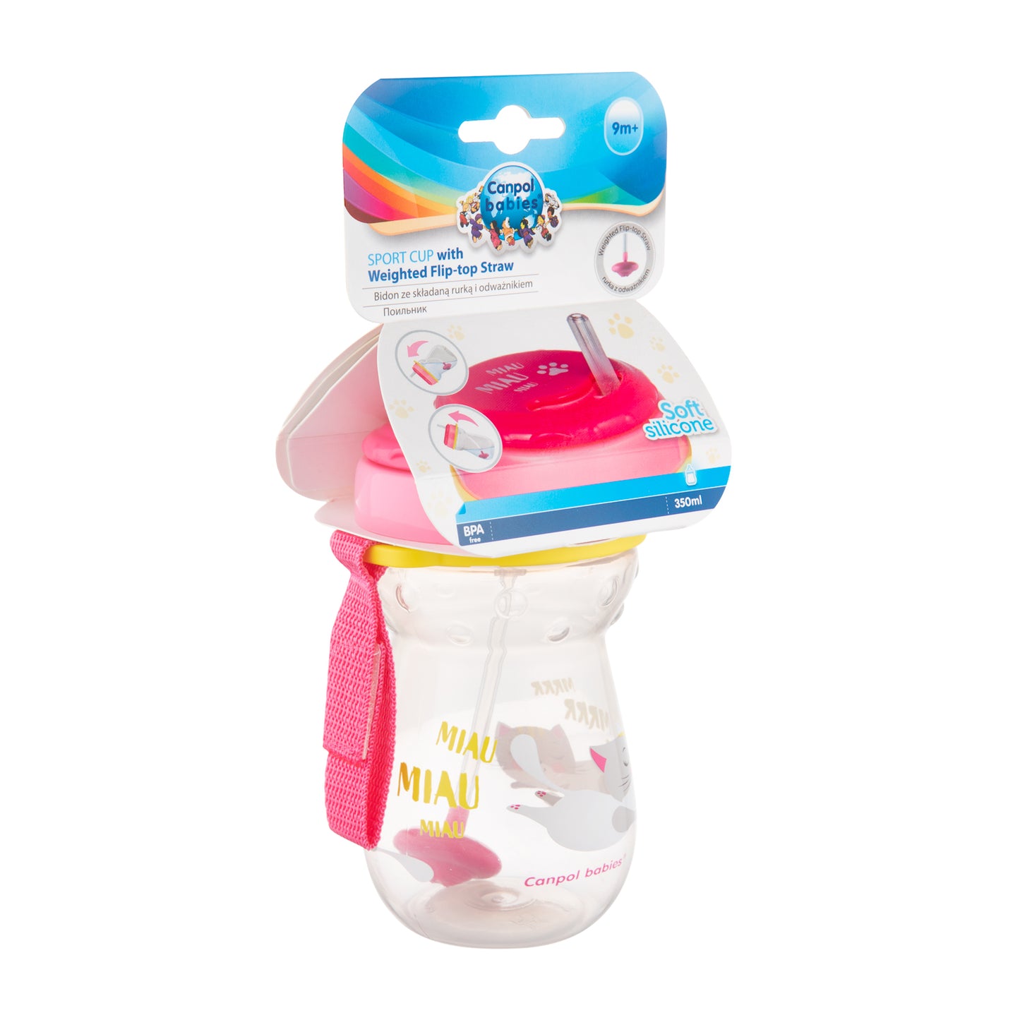 Canpol Babies 56/521 Baby Cup with Folding Weighted Silicone Straw, 350 mL - Image 4