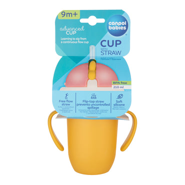 Canpol Babies 56/522 Yellow Baby Cup with Silicone Straw, 9+ Months, 210 mL - Image 2