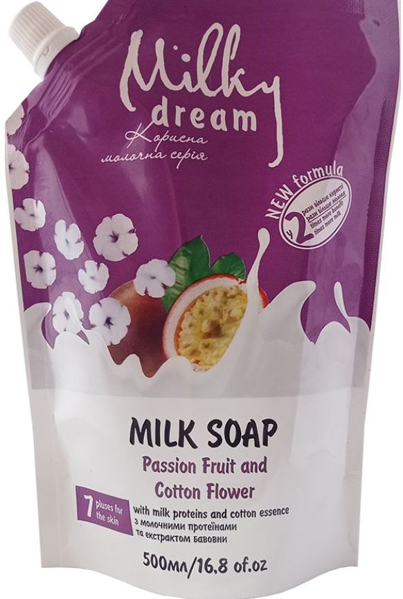 Milky Dream Passion Fruit & Cotton Flowers Liquid Cream Soap Refill Pouch, 500 mL