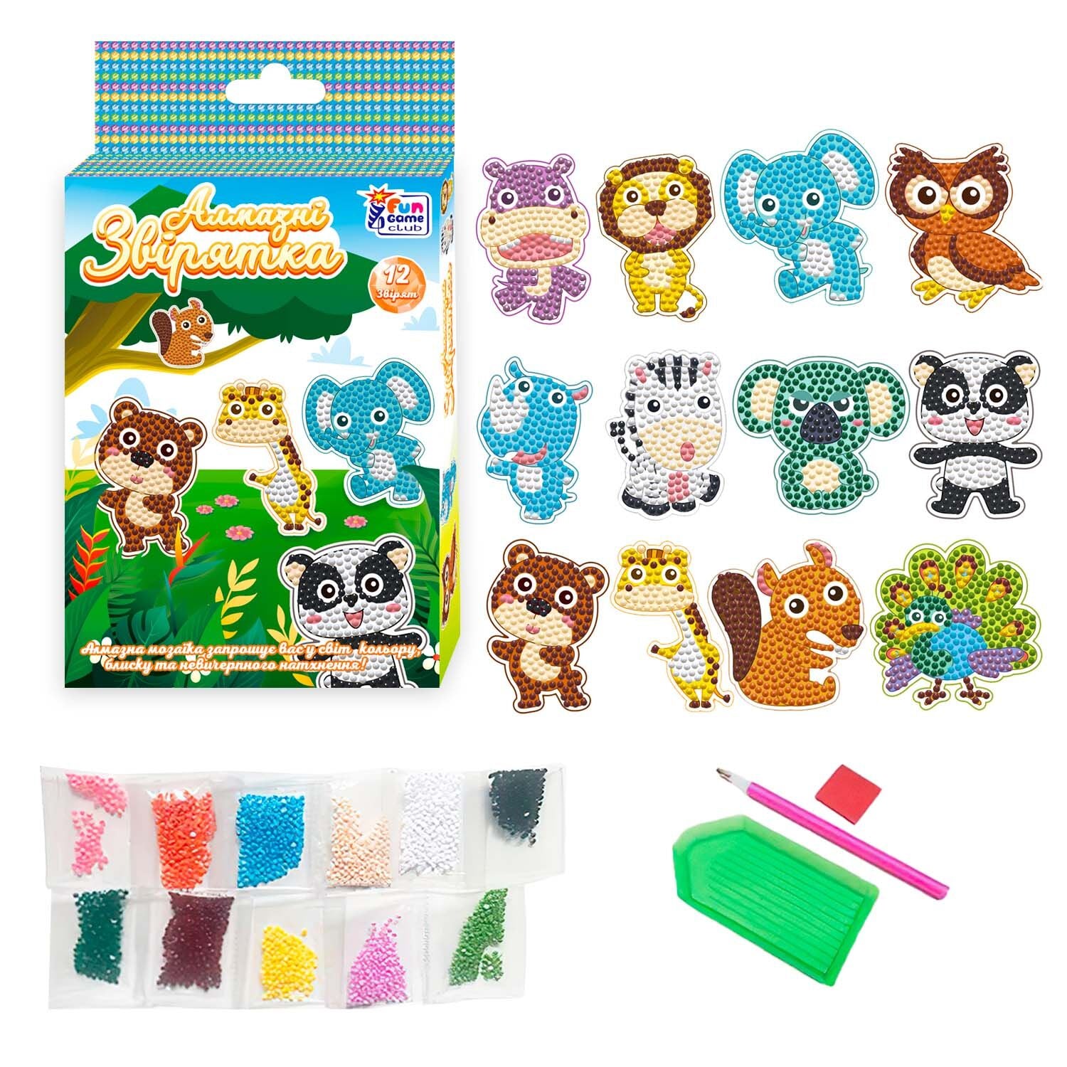 4 Fun Game Club 20299 Diamond Animals Creative Craft Set
