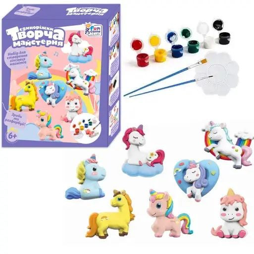 4 Fun Game Club Unicorns 28130 Plaster Magnet Craft Set