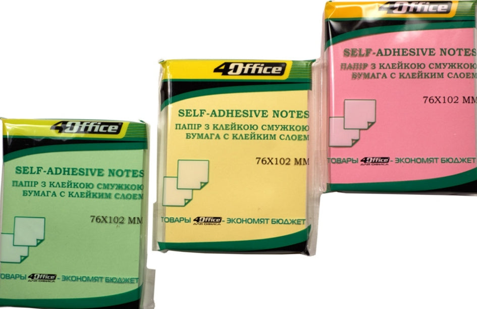 4Office 4-425 Sticky Notes, 76 x 102 mm, 100 Sheets