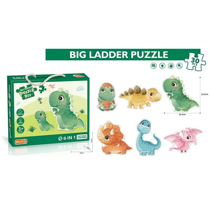 PE 635 Dinosaurs 6-in-1 Puzzle Set, 30 Pieces
