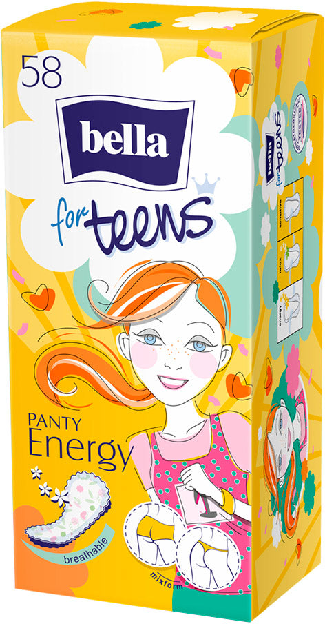 Bella For Teens Energy Mixform Panty Liners, 58 pcs