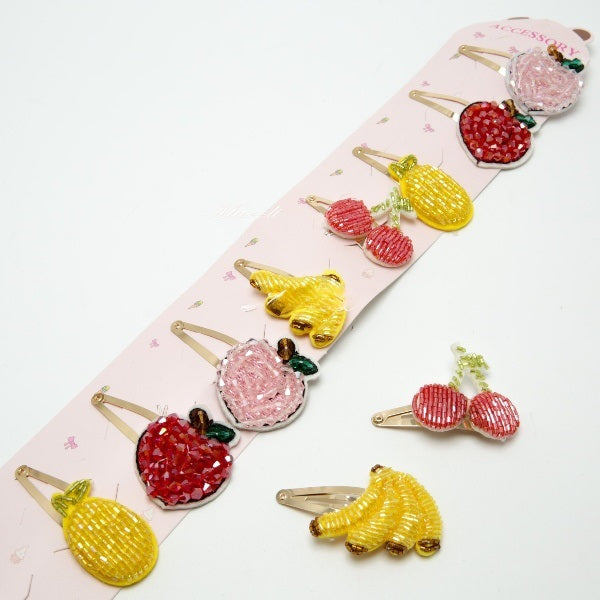 Kids' Snap Hair Clip with Beaded Decoration 4-9308 (Price per 1 pc)