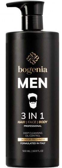 Bogenia Men's 3-in-1 Shampoo, Face Wash & Body Wash, 500 mL