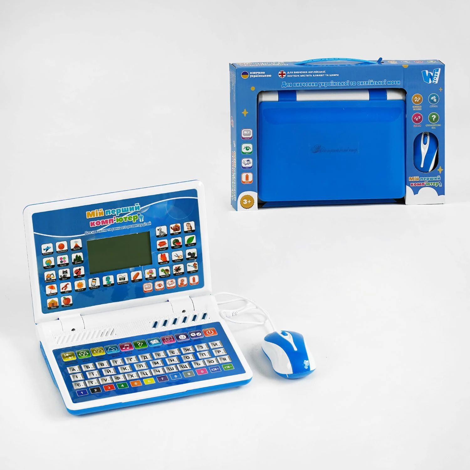 WToys TK-36908 Kids Laptop with 2 Languages, 10 Modes, Alphabet, Riddles, Songs & Mouse