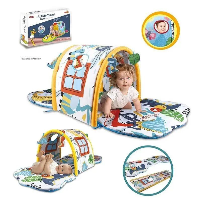 023-62 D Baby Play Mat with Window Tunnel, Rattle & Plush Toys