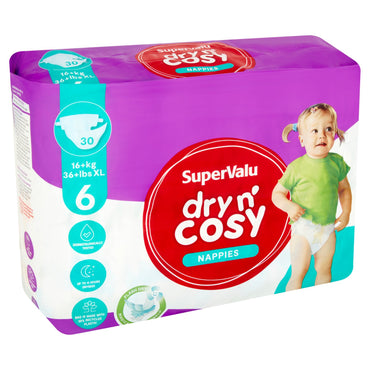 SuperValu Dry N' Cosy 6 Baby Diapers, 16+ kg, 30 pcs - Image 2