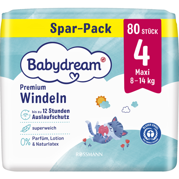 Babydream Premium 4 Baby Diapers, 80 pcs, 8-14 kg