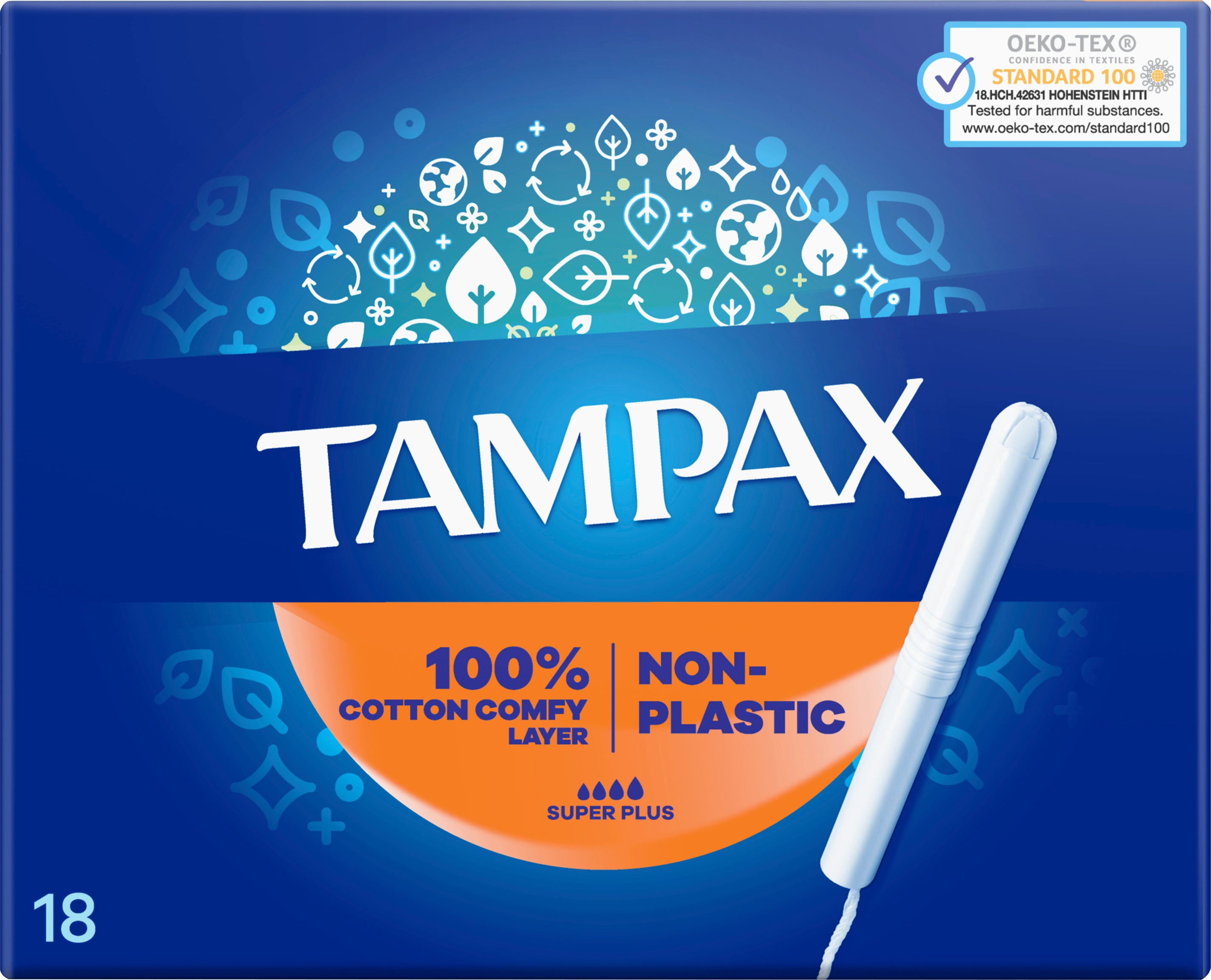 Tampax Super Plus Applicator Tampons, 4-Drop Absorbency, 18 pcs