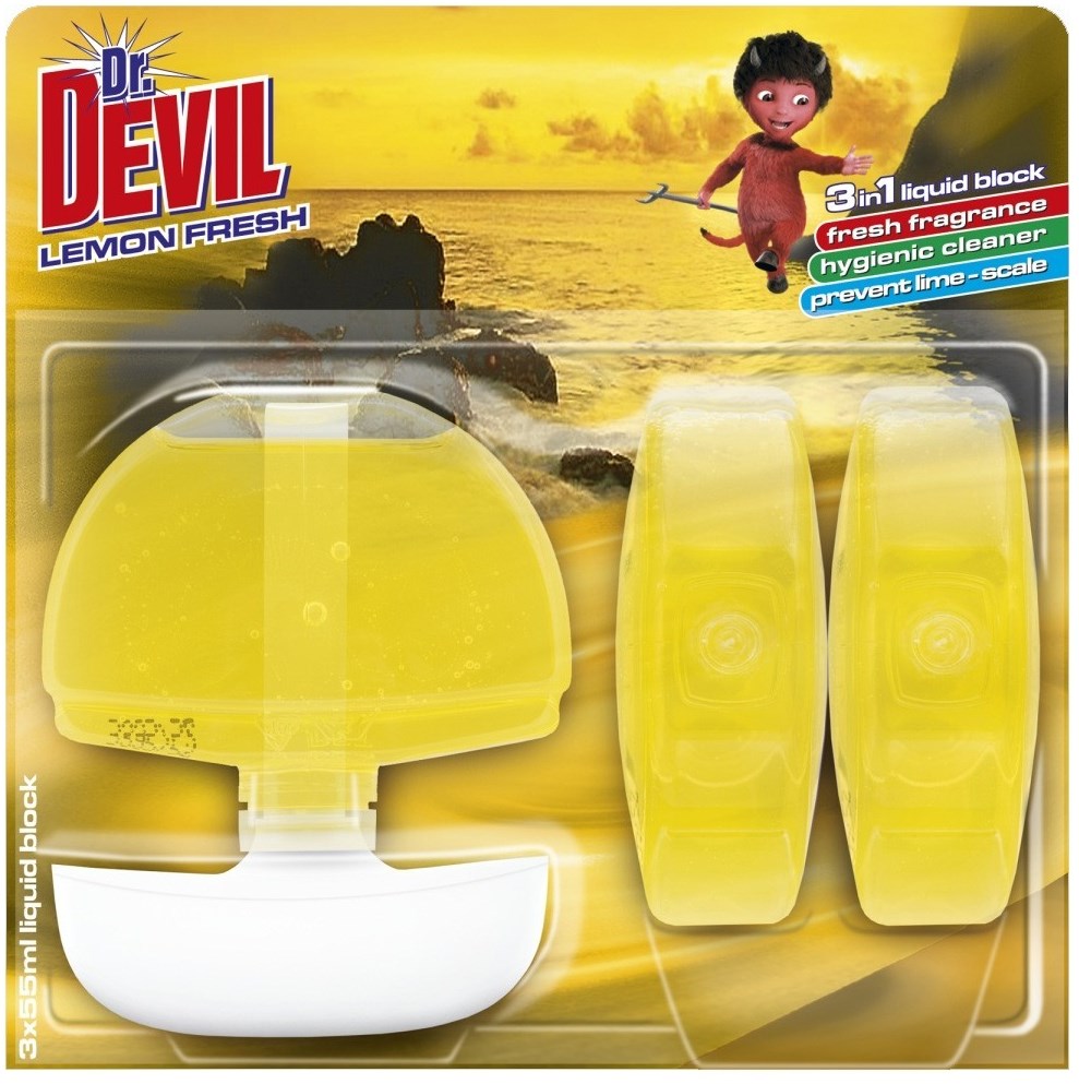 Dr.Devil Neutro Effect Lemon Freshness Toilet Block, 3 x 55 mL