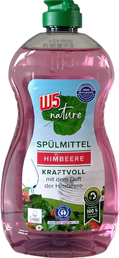 W5 Nature Raspberry Dishwashing Liquid, 500 mL