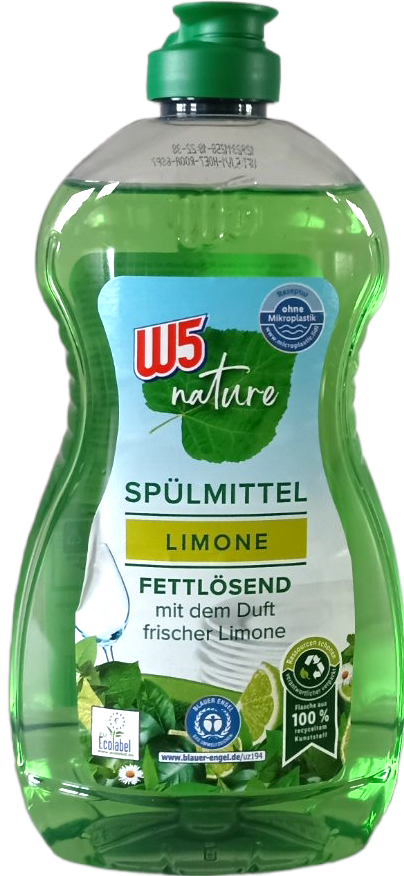 W5 Nature Lemon Dishwashing Liquid, 500 mL