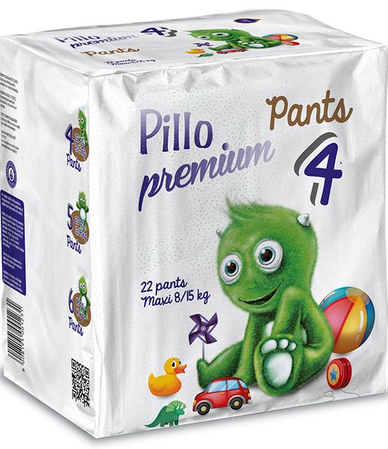 Pillo Premium Size 4 Baby Pull-Up Diaper Pants, 8-15 kg, 22 pcs