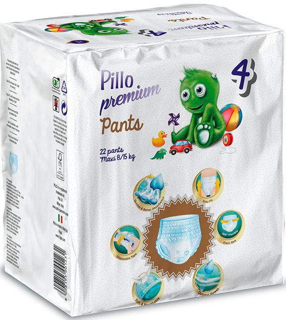 Pillo Premium Size 4 Baby Pull-Up Diaper Pants, 8-15 kg, 22 pcs - Image 2