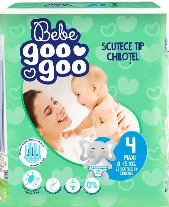 Bebe Goo Goo Size 4 Baby Pull-Up Diaper Pants, 8-15 kg, 22 pcs