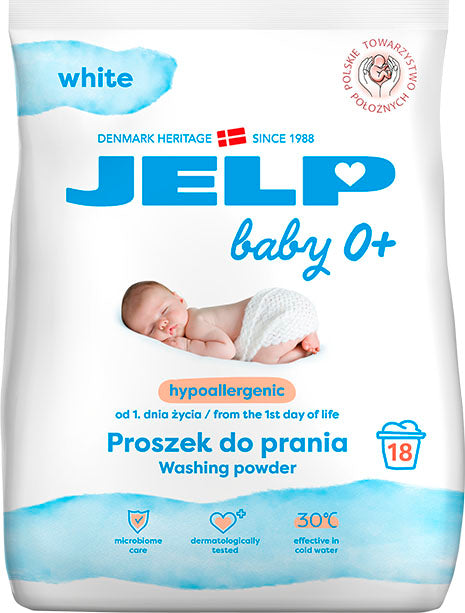 JELP Baby 0+ Hypoallergenic Laundry Detergent Powder for Whites, 18 Loads, 1.35 kg