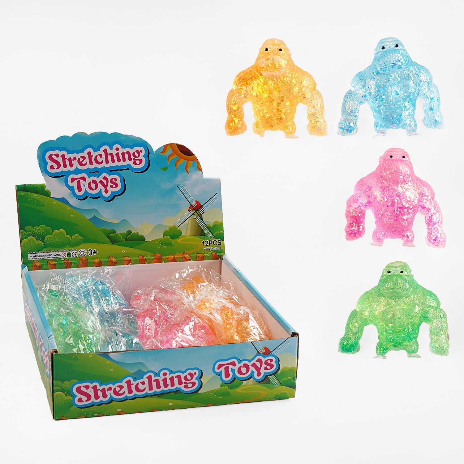C 68799 Gorilla Antistress Toy with Glitter Gel Filling