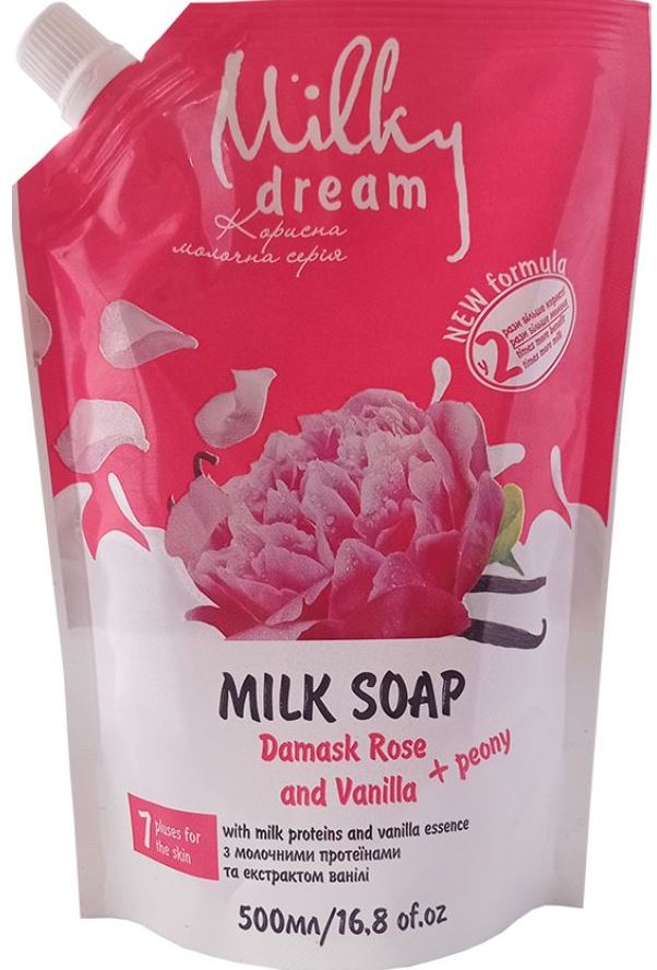 Milky Dream Damask Rose & Vanilla Liquid Cream Soap Refill Pouch, 500 mL